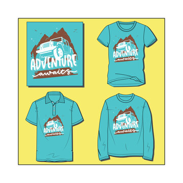 ADVENTURE ZEEP GRAPHIC DESIGN WITH VARIOUS MOCK UP BOYS MENS SHORT SLEEVE T SHIRT, POLO TSHIRT,FULL SLEEVE TYPES VECTOR ILLUSTRATION