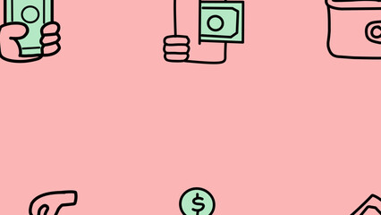 illustration of an background, finance icon set.