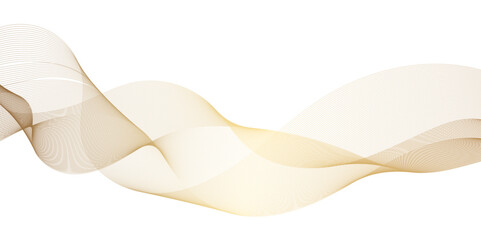 Fototapeta premium Abstract technology and science flowing golden wave curved lines on transparent background. Luxury golden gradient wave lines for banner, template, business, web, flyer, card, poster, presentation.