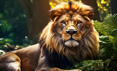 Obraz premium Prairie Lion: A Symbol of Strength and Courage. Generative AI