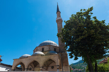 Gazi Husrev-beg Mosque in the old city of Sarajevo, build by the Ottoman in the 16th century,...
