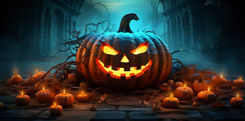 Fototapeta premium ハロウィンの飾り-かぼちゃのお化け