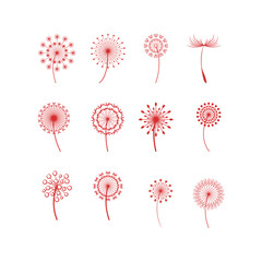 Fototapeta na wymiar set of dandelion logo vector icon