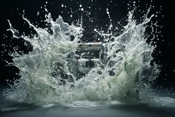 Intense water splash filmed in slow motion on a high-speed cinema camera. Generative AI