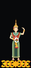 Vector illustration. Wallpaper iphone Thai art pattern or Line Thai background texture.