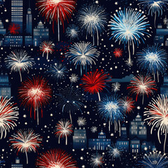 Fototapeta na wymiar Fireworks colorful repeat pattern celebration