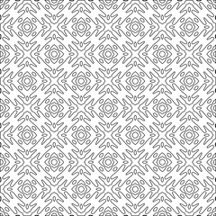 Abstract  background with figures from lines. Black and white texture for web page, textures, card, poster, fabric, textile. Monochrome pattern. Repeating design.