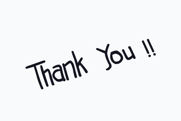 Vector lettering thank you black color on white background.
