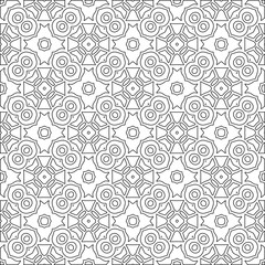 Abstract  background with figures from lines. Black and white texture for web page, textures, card, poster, fabric, textile. Monochrome pattern. Repeating design.