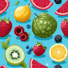 Fruit pattern, colorful variety of fruits repeat