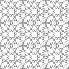 Abstract  background with figures from lines. Black and white texture for web page, textures, card, poster, fabric, textile. Monochrome pattern. Repeating design.