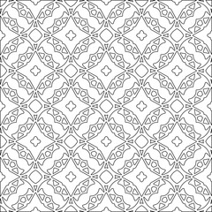 Abstract  background with figures from lines. Black and white texture for web page, textures, card, poster, fabric, textile. Monochrome pattern. Repeating design.