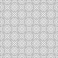 Abstract  background with figures from lines. Black and white texture for web page, textures, card, poster, fabric, textile. Monochrome pattern. Repeating design.