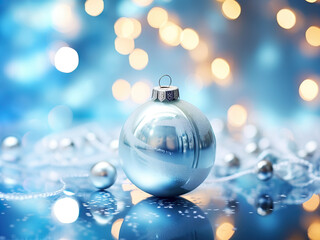 Fototapeta na wymiar Christmas Decoration, Glass Ball on Azure Futurica