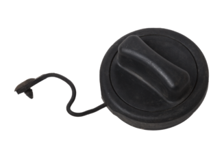 Plastic fuel filler tank cap on white isolated background. Oil and gas industry. Auto parts catalog.