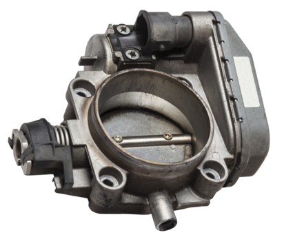Car part engine throttle valve opened by the gas pedal to supply more air to the engine. Spare parts catalog for vehicles from the junkyard.