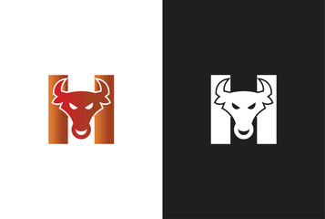 Initial letter H bull logo design. Bull logo design for your company identity, brand and icon