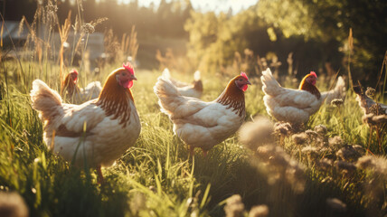 Fototapeta premium free-range chickens