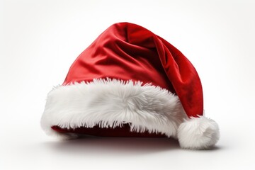 Obraz na płótnie Canvas Santa Claus hat isolated on white background, red Santa cap. 