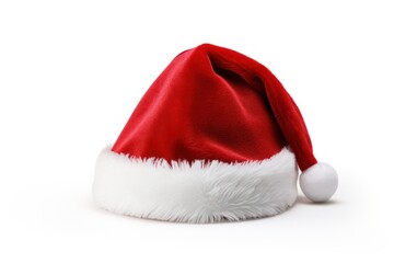 Santa Claus hat isolated on white background, red Santa cap. 
