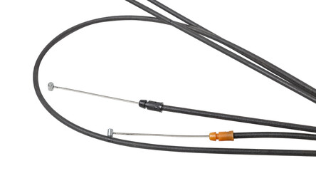 Metal cable parking brake isolated on white background. Auto service industry. Parts catalog. Auto service industry. Spare parts catalog.