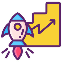 Rocket icon symbol future technology vector image. Illustration of spaceship flight rocket design image