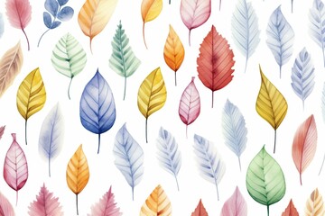 Seamless pattern with watercolor leaves. Generative AI