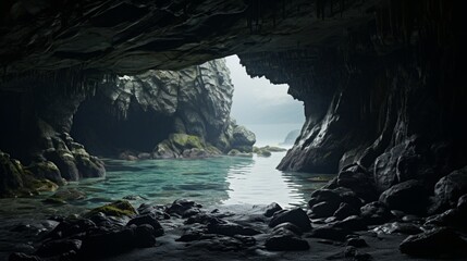 Obraz premium A glimpse from a seaside cave