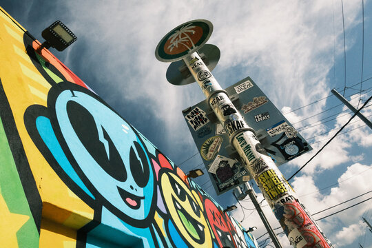 MIAMI FLORIDA USA SEPTEMBER 2023 art graffiti in miami Wynwood wall art district