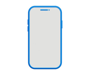 3D smartphone mockup with blank screen. Phone display with blank white screen. Empty screen cellphone. 3d illustration