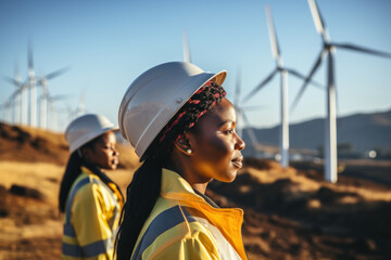 Portrait of experienced young female engineer in white hard hat