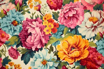 Foto auf Alu-Dibond Colorful floral wallpaper. Generative AI © Daniel