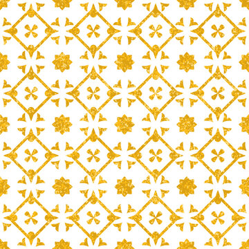 Tile decorative floor tiles vector pattern or seamless white and gold background