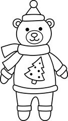 Christmas polar bear outline