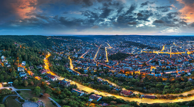 stuttgart germany aerial panorama left