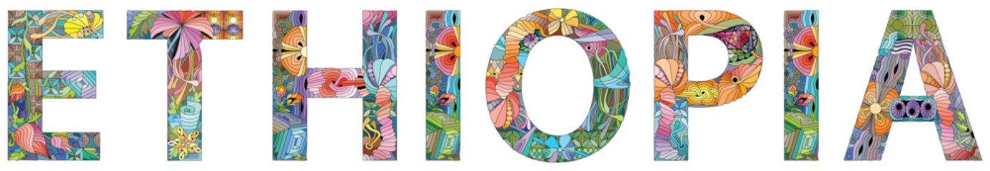 Ethiopia is a landlocked country located in the Horn of Africa region of East Africa. Vector decorative zentangle object