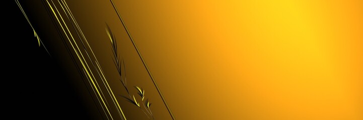 Webdesign Banner Design abstrakt gelb mit pflanzlichen Elementen in Schwarz - 648638361