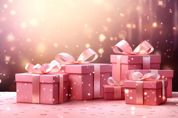 Pretty in Pink, Vibrant Illustration of Gift Boxes
