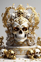 golden filigree skull on Throne