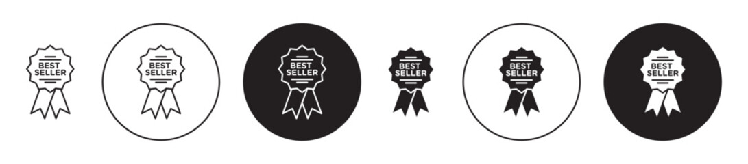 bestseller product ribbon badge vector icon set in black color. - obrazy, fototapety, plakaty