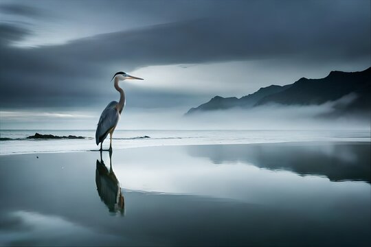 heron on the lake
