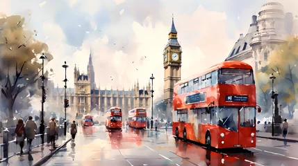 Deurstickers watercolor london city best city on the world - Ai generated © Imran