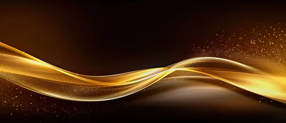 Gardinen golden shiny abstract wave on brown background with copy space © Claudia Nass
