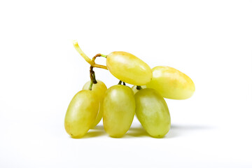 small bunch of natural ripe grapes on a white background. close-up