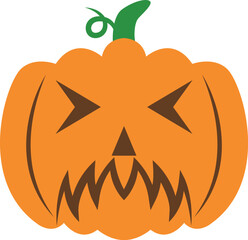 Creepy orange halloween pumpkin vector icon