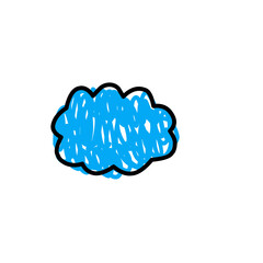 blue clouds drawn by a child