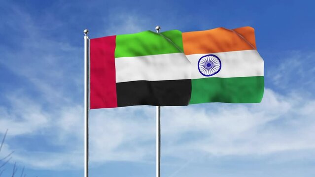 UAE Flag and Inda Flag