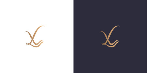 Letter l and x logo monogram, minimal style identity initial logo mark. Golden gradient vector emblem logotype for business cards initials.