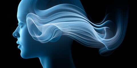 Human Ear Surrounded by Sound Waves, Representing Hearing, Listening, and the Implications of Hearing Damage in Relation to Music and Sound Transmission, Including Ultrasound