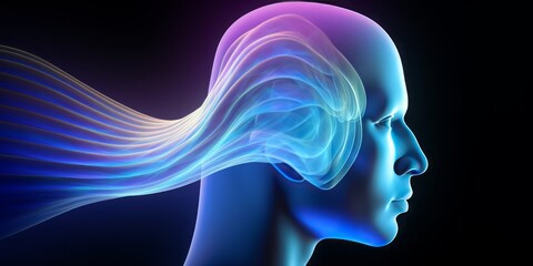 Human Ear Surrounded by Sound Waves, Representing Hearing, Listening, and the Implications of Hearing Damage in Relation to Music and Sound Transmission, Including Ultrasound